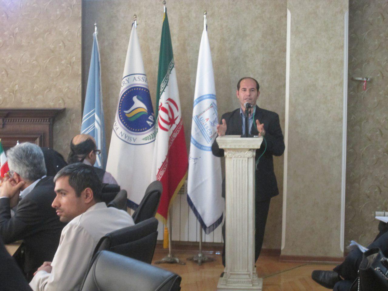 Dr. Veisi, consultant to the Department of Environment of I.R. Iran and Education Director of the Environment Faculty of Shahid Beheshti University, addresses the participants.